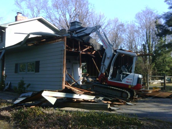 Carroll Bros. Contracting Demolishing a garage but leaving the house - Severna Park, MD