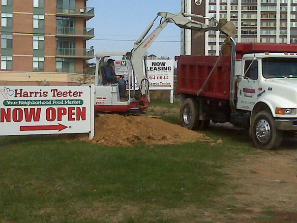 Carroll Bros. Contracting Digging footers for new sign at Harris Teeter - Silver Spring, MD