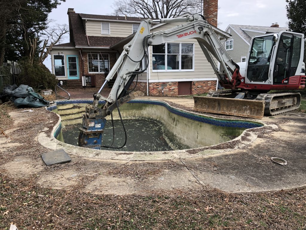 Concrete Pool Removal Annapolis Maryland - Pool was deteriorating and the home owner did not have time for the up keep 