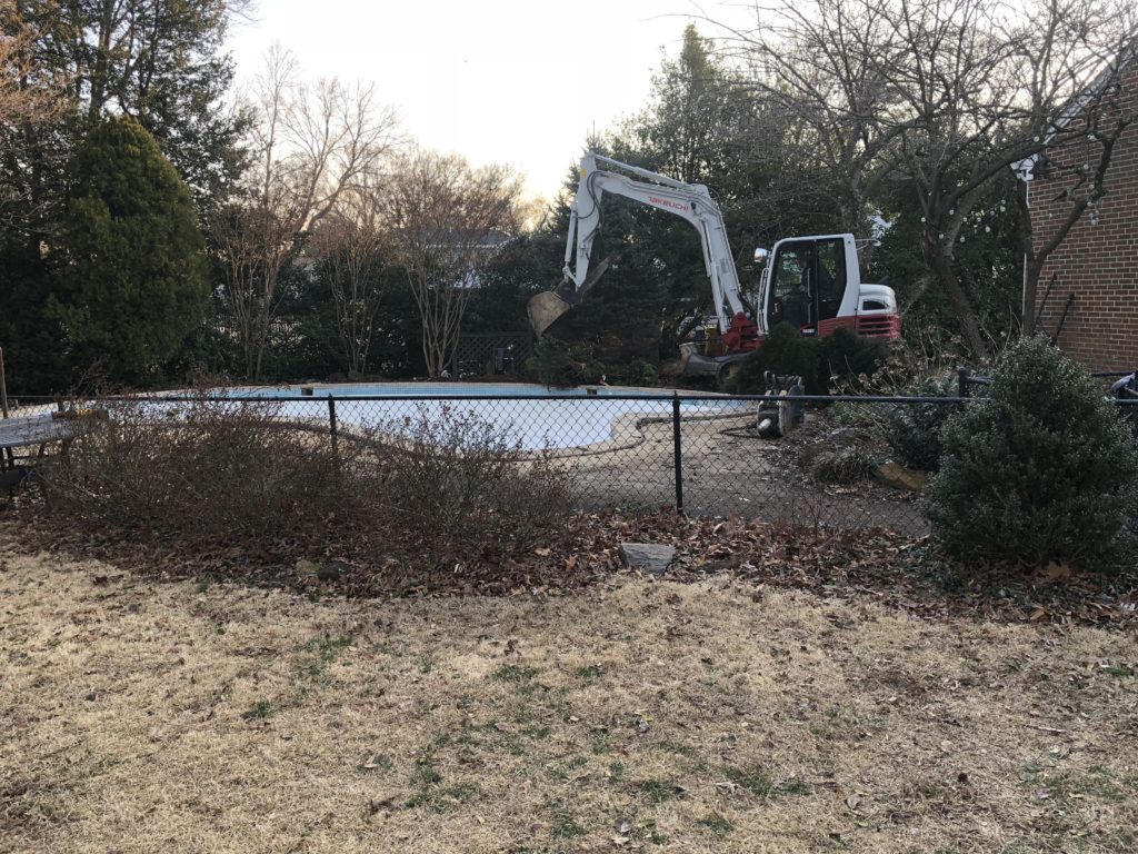 Before Concrete Pool Removal in Severna Park Maryland