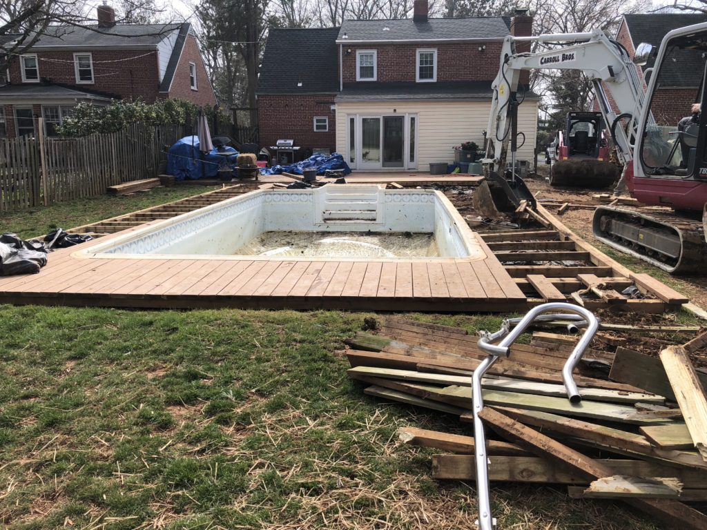 Before Vinyl Pool Removal in Pikesville