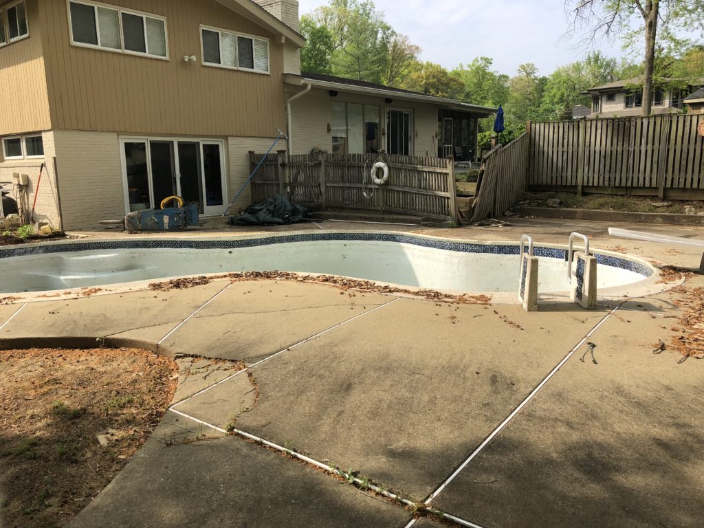 Before Concrete Pool Removal in Bethesda Maryland