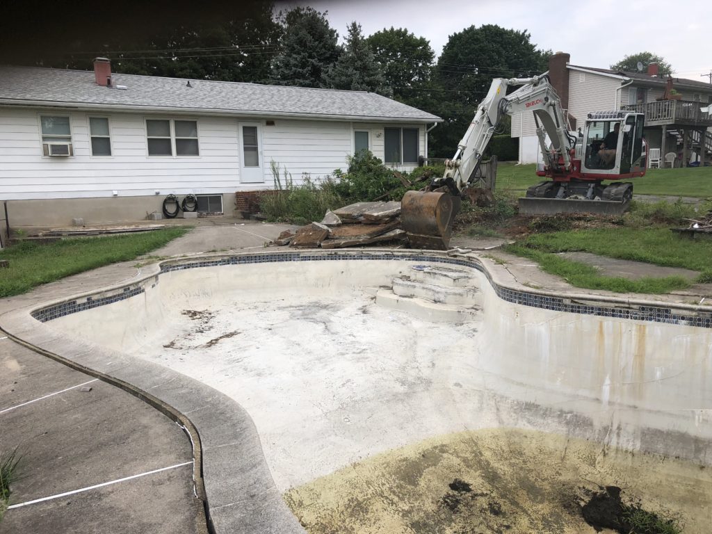 Before Concrete Pool Removal Eldersburg Maryland