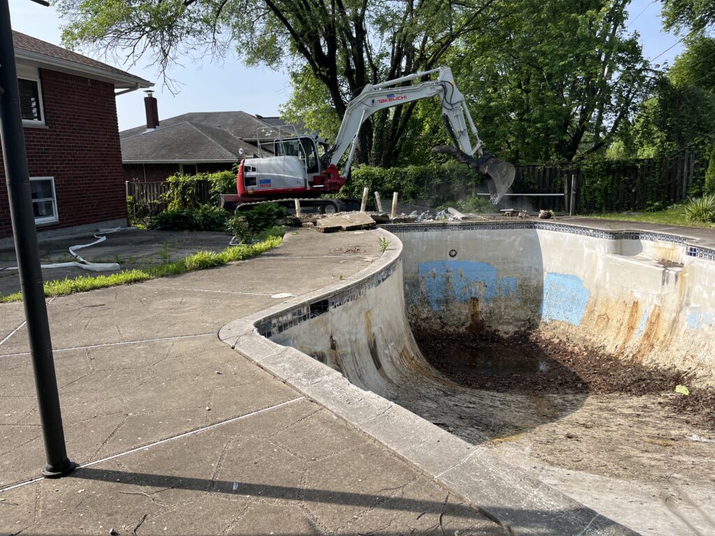 Before Concrete Pool Removal in Pikesville Maryland