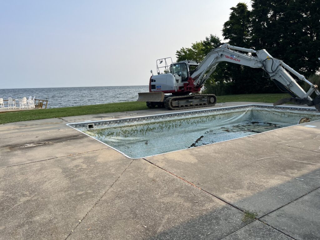 Before Vinyl Liner Pool Removal and New Pool Install on Kent Island Maryland